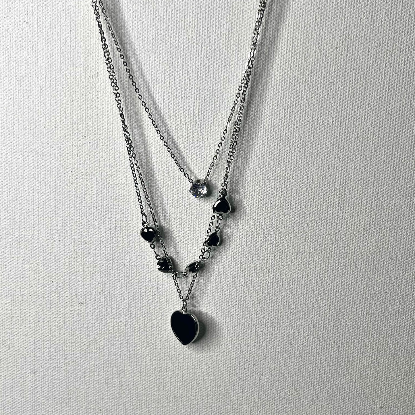 Black Heart Layer Necklace