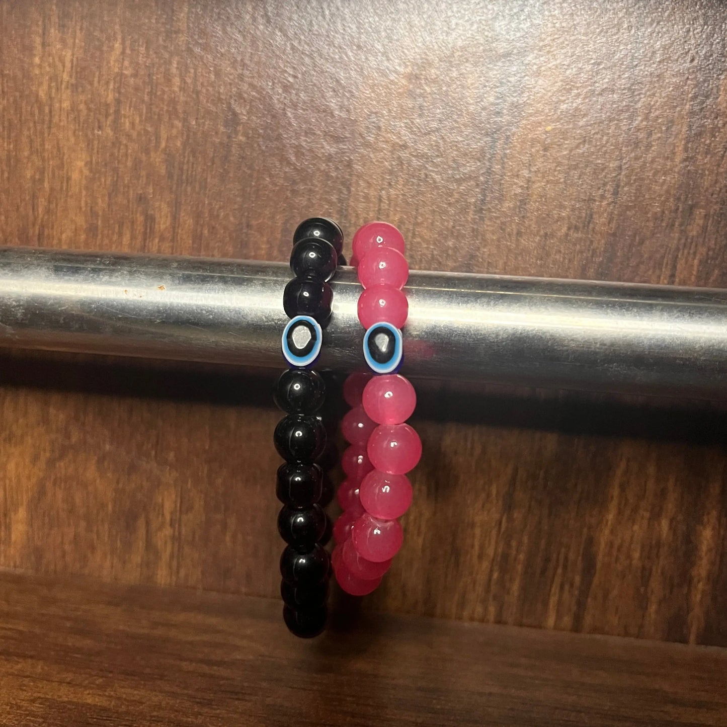 Black & Pink Evil Eye Distance Bracelets Ain Wear - Where Elegance Meets Modernity!