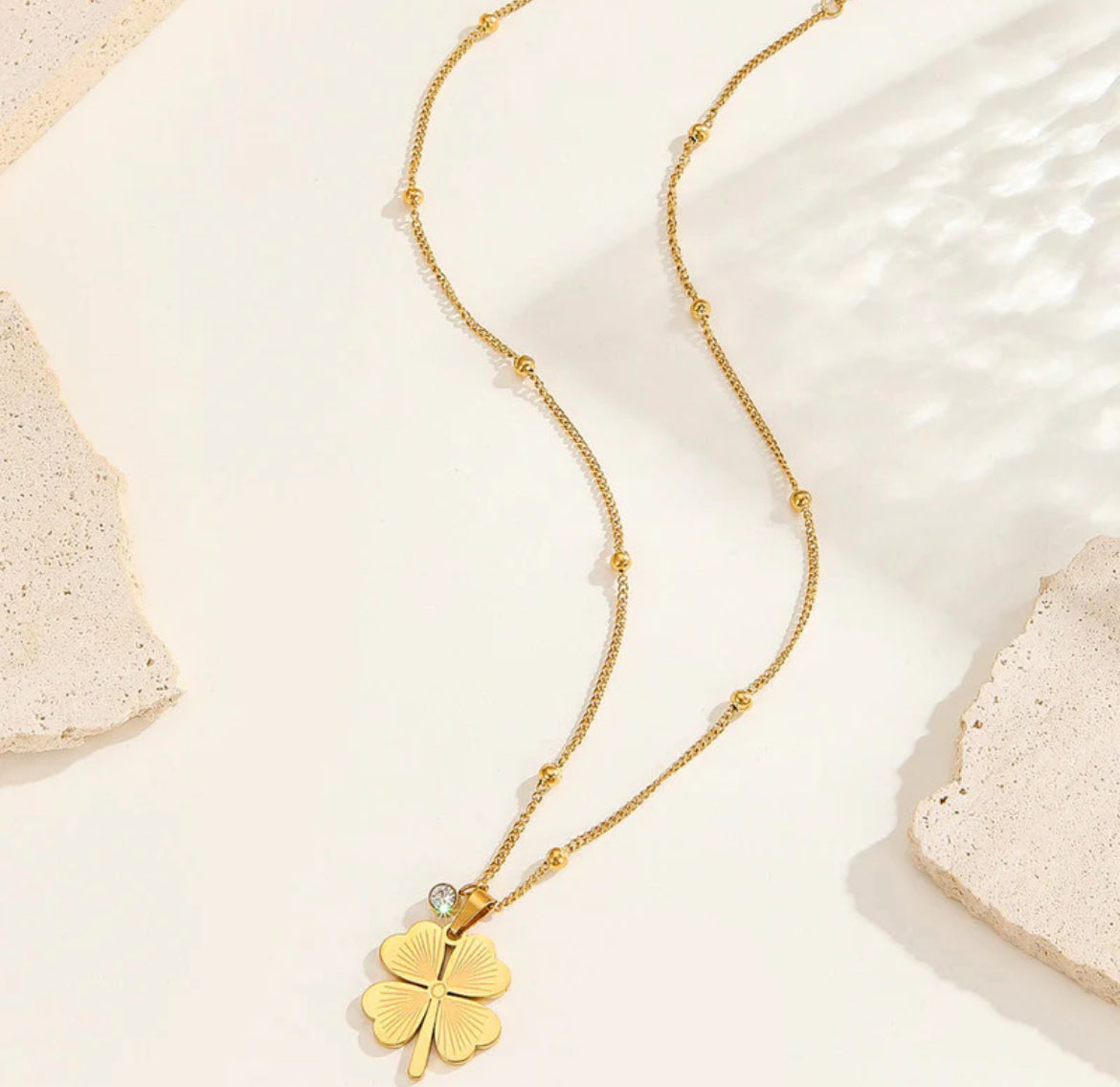 Gold Plated Stainless Steel Anti Tarnish Clover Themed Pendant