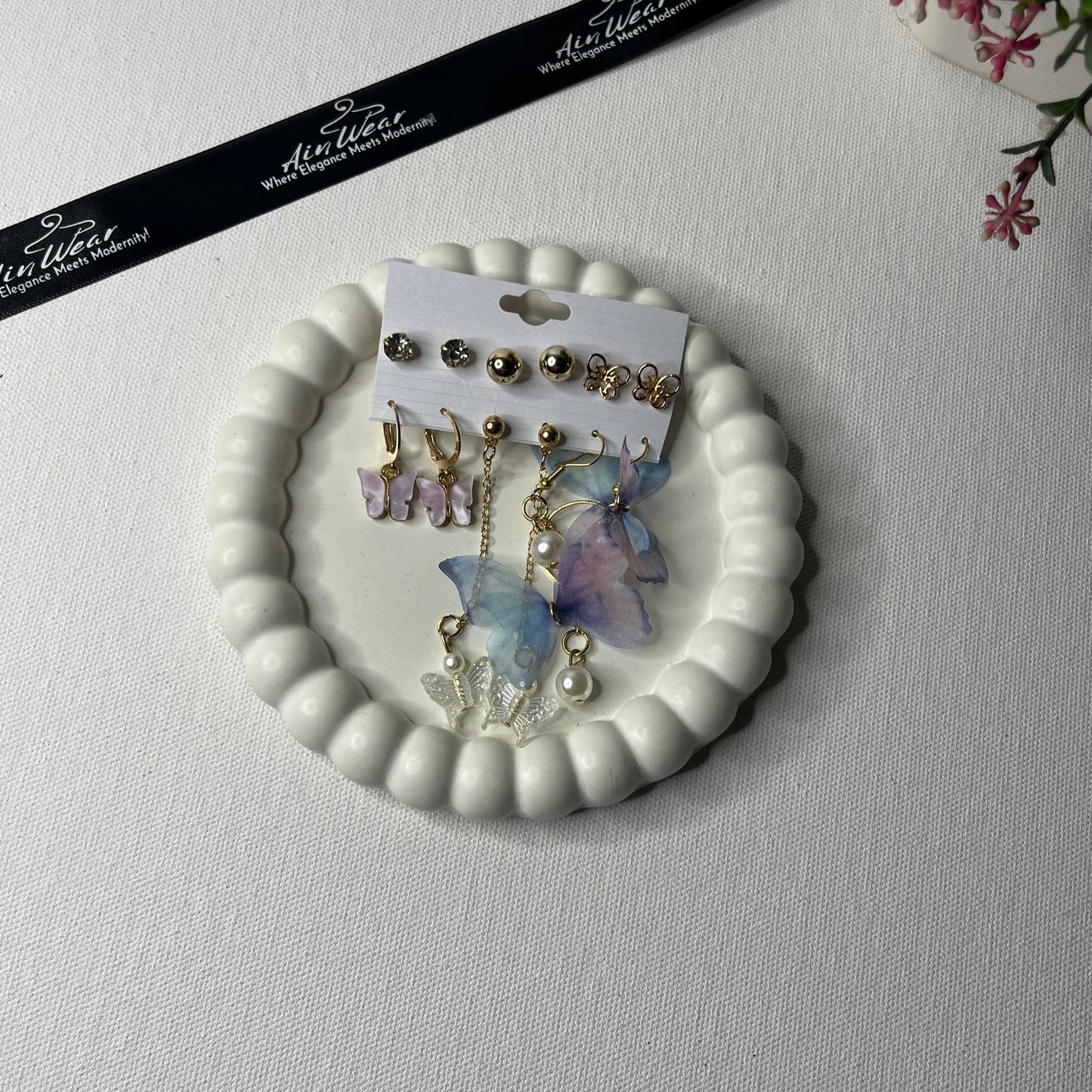 Floral Butterfly Earrings Combo (Pair Of 6)