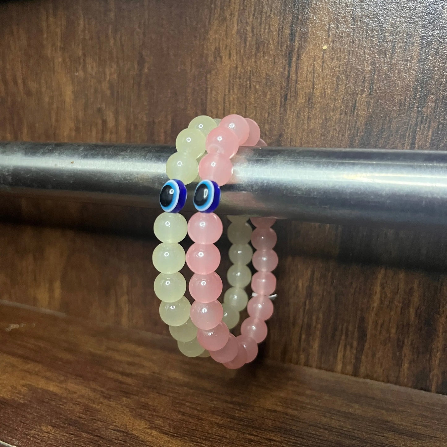 Pink & Yellow Evil Eye Distance Bracelets Ain Wear - Where Elegance Meets Modernity!