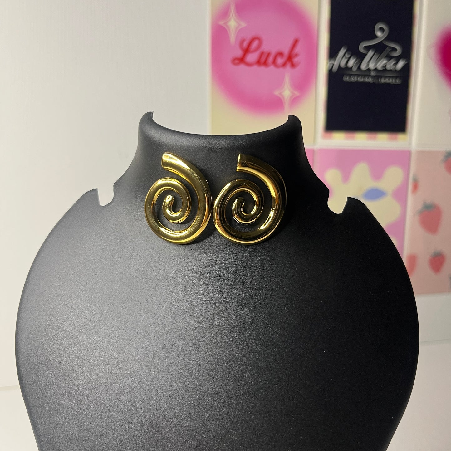 Gold Plated Stainless Steel Anti Tarnish Spiral Chunky Earrings