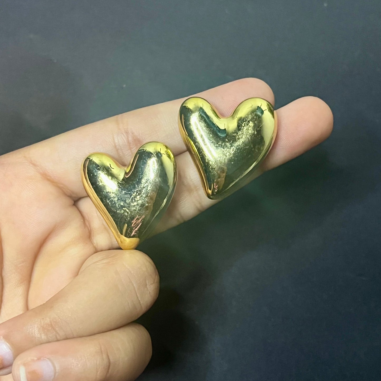 Golden Heart Stud Earring