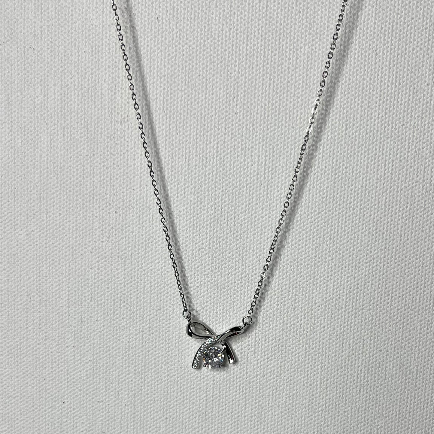 Anti Tarnish Silver Plated Crystal Studded Necklace