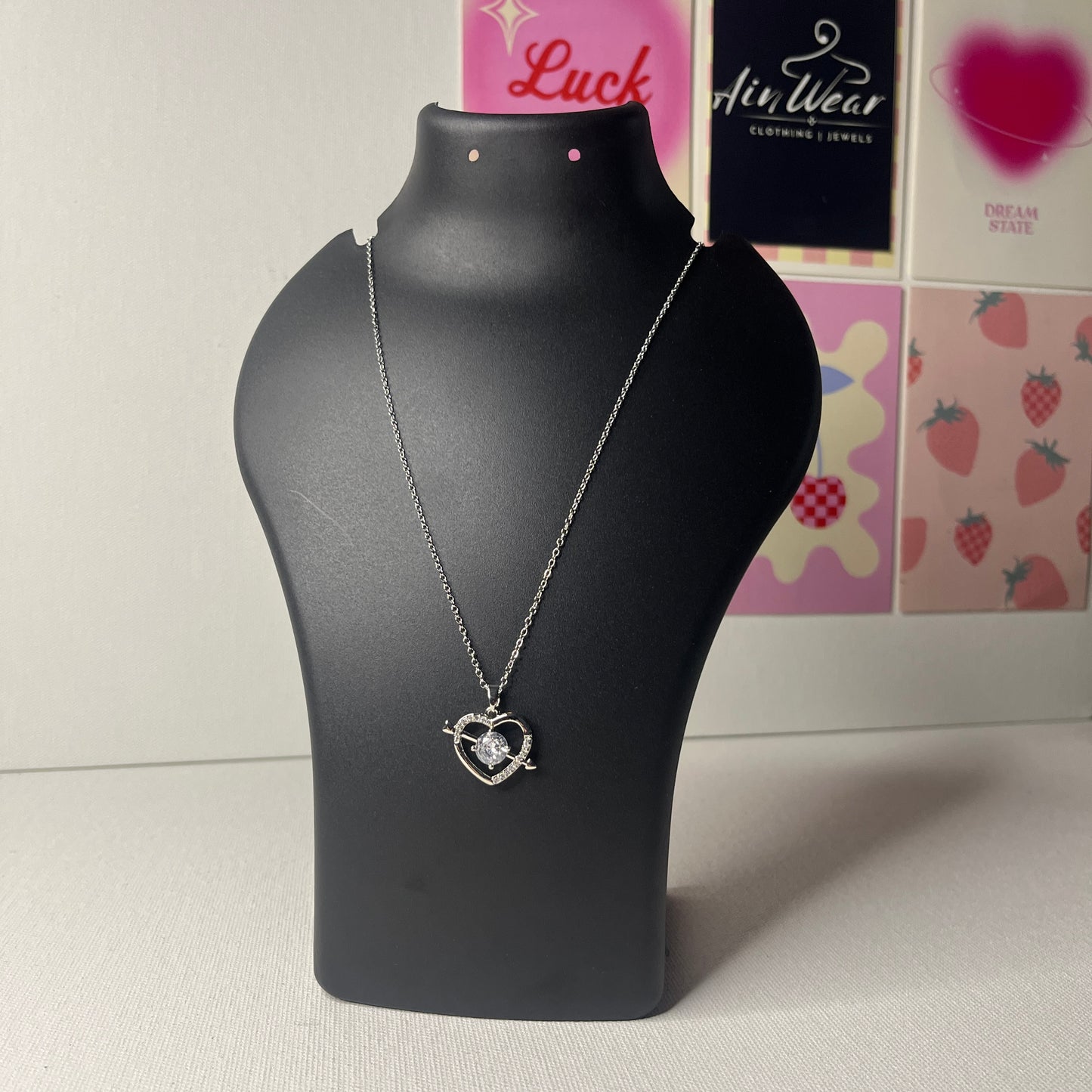 Silver Plated Anti Tarnish American Diamond Studded Heart Pendant