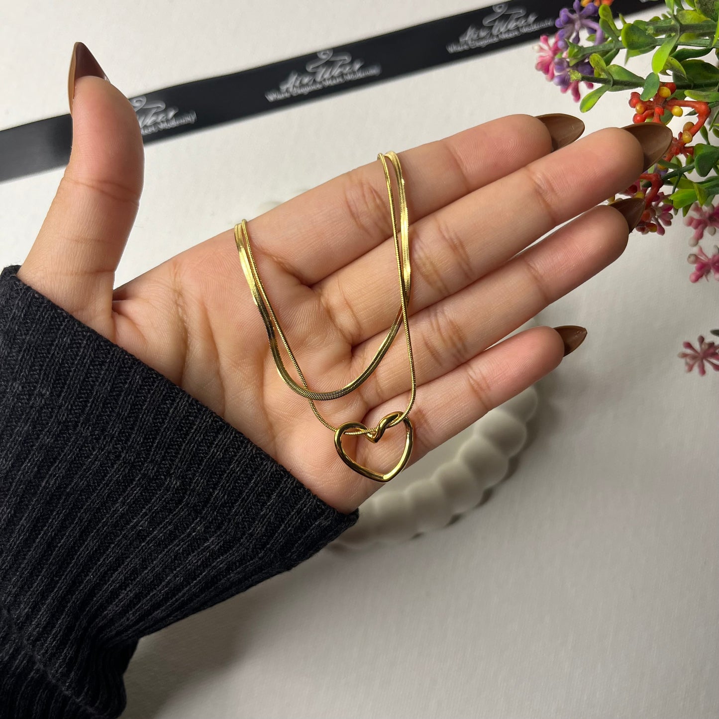 Golden Anti Tarnish Layered Heart Necklace