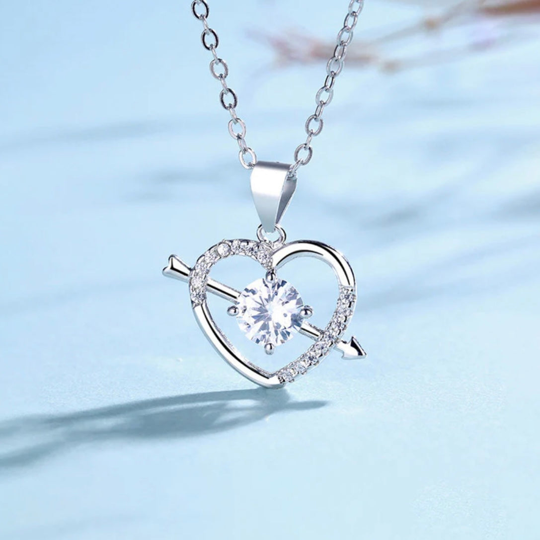 Silver Plated Anti Tarnish American Diamond Studded Heart Pendant
