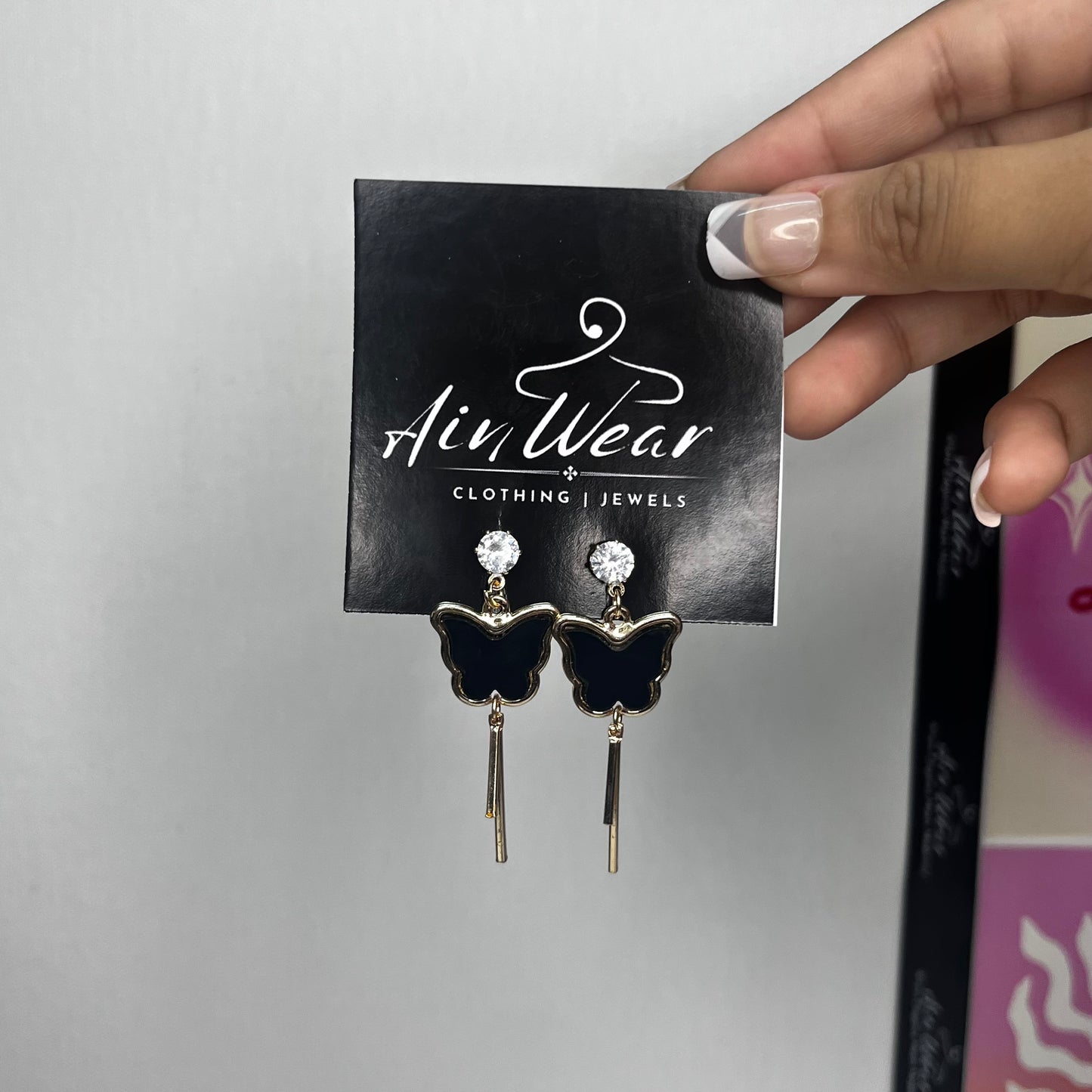 Crystal Butterfly Drop Earrings