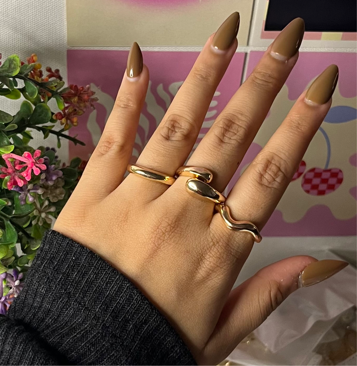 Viral Chunky Gold Rings (Set Of 3)