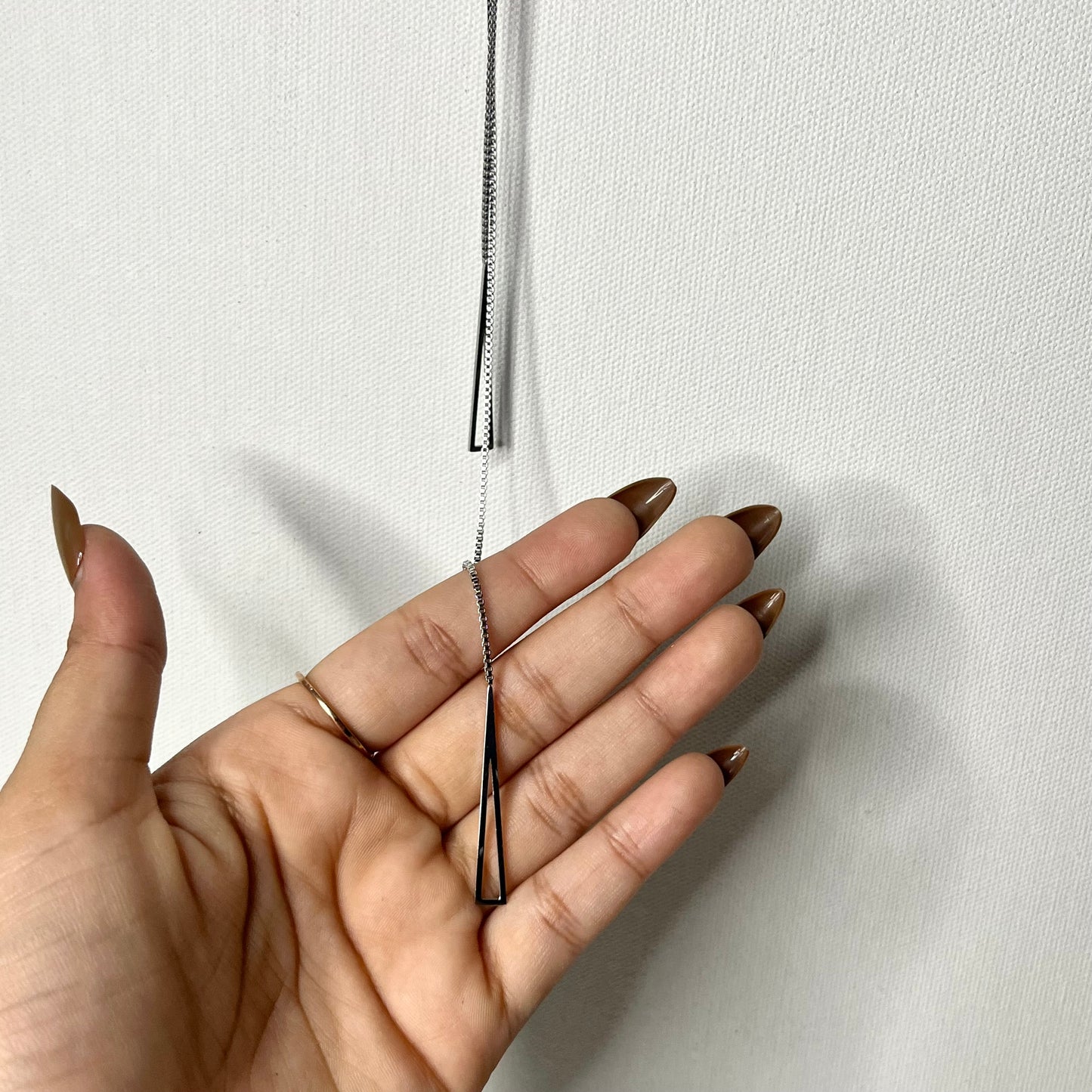 Silver-Plated Geometric Tassel Necklace, Anti-Tarnish