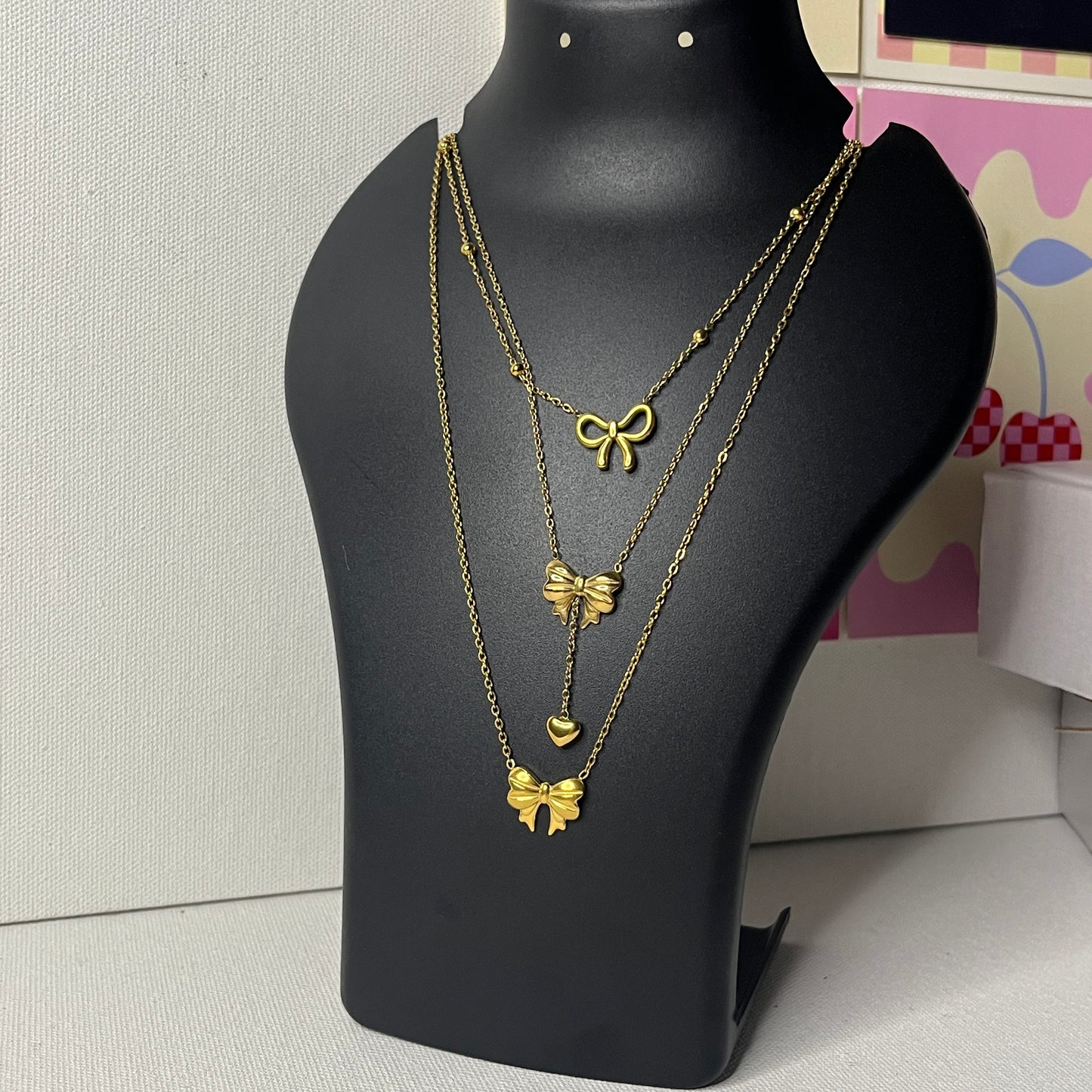 Viral Bow Anti Tarnish Necklace Combo (Set Of 3)