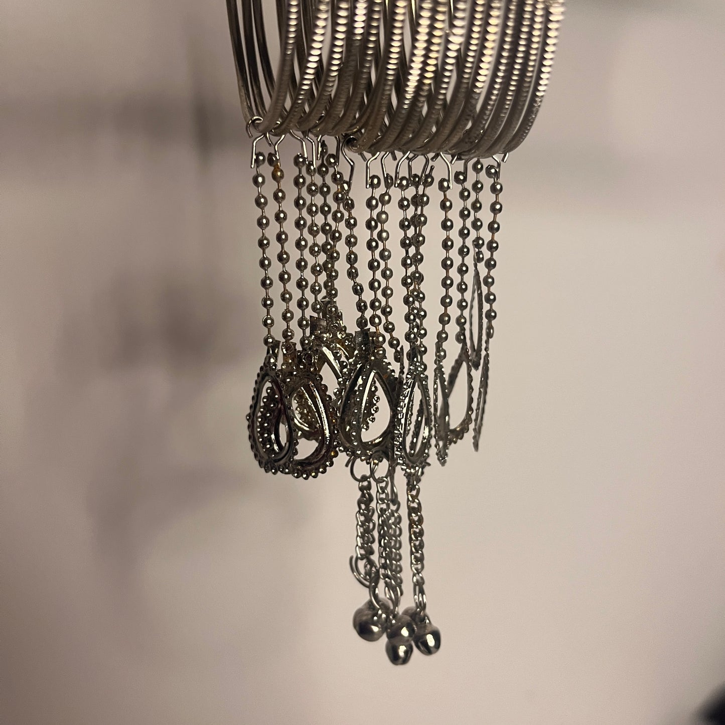 Silver Minimal Latkan Bangles (Set Of 10 Bangles)