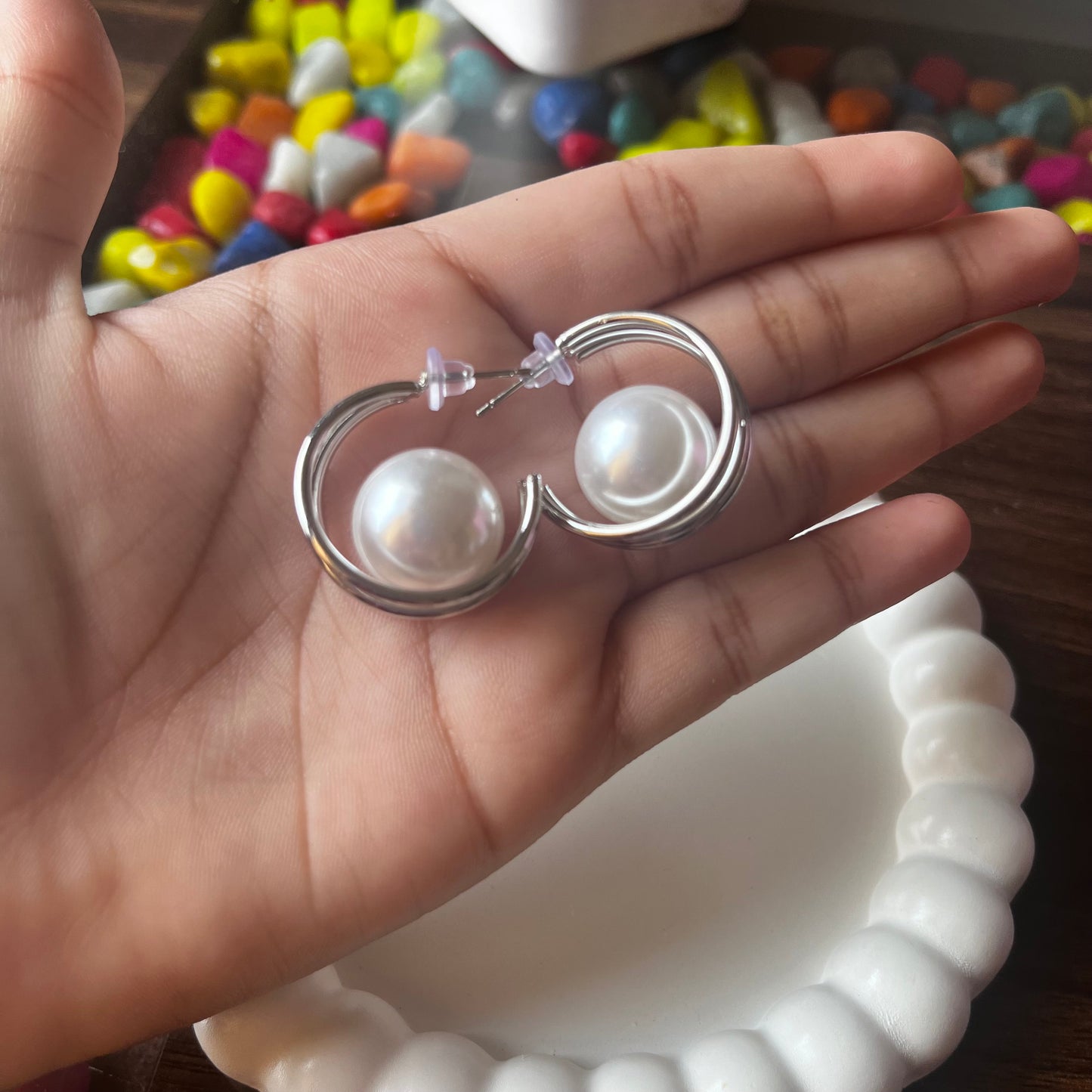 Pearl Hoop Earrings