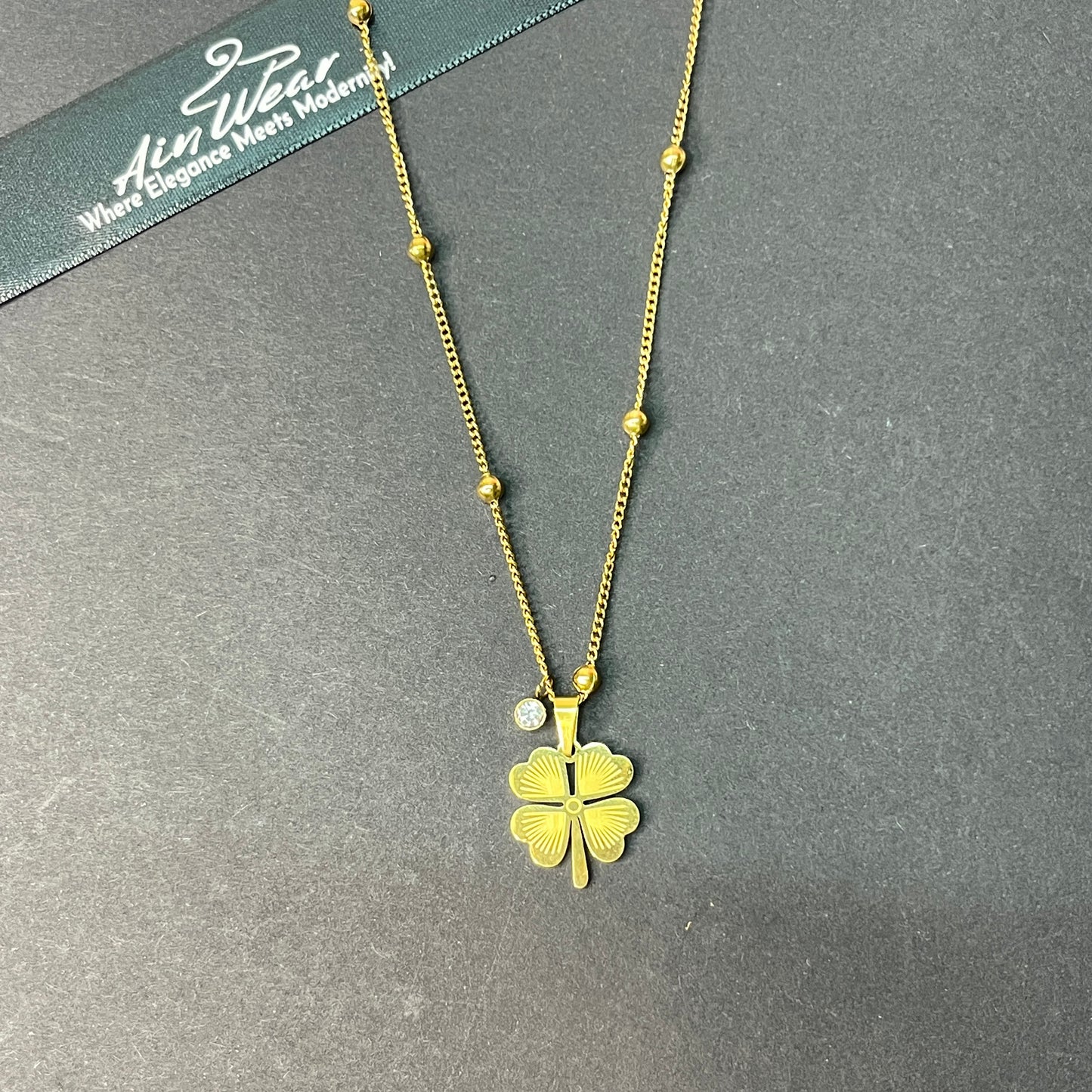 Gold Plated Stainless Steel Anti Tarnish Clover Themed Pendant