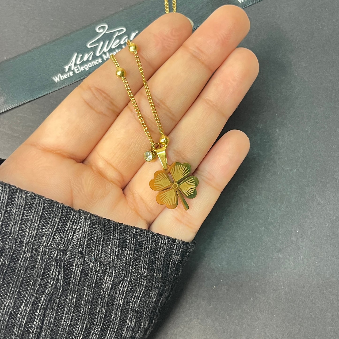 Gold Plated Stainless Steel Anti Tarnish Clover Themed Pendant