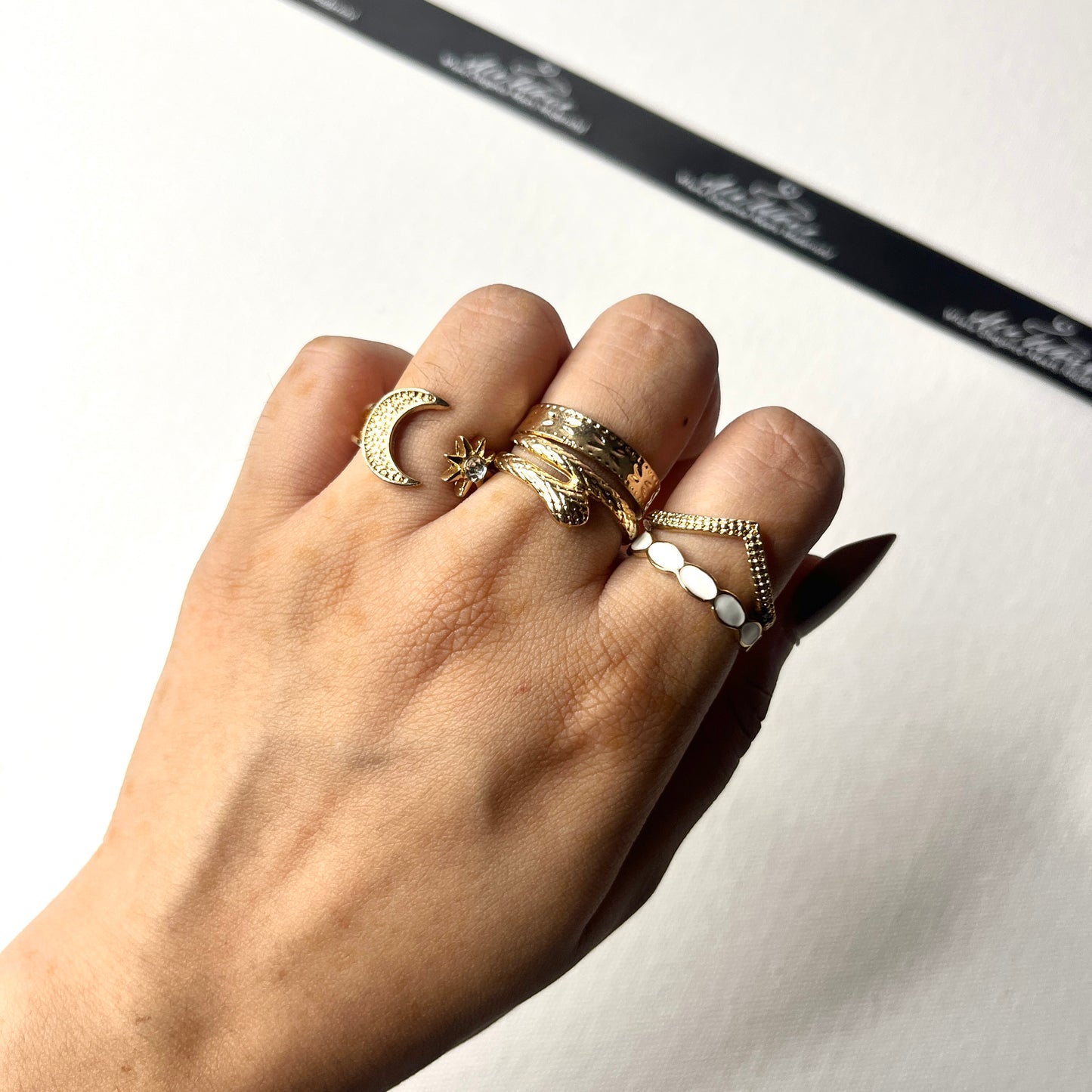 Moon Hug Stack Rings Set Of 5