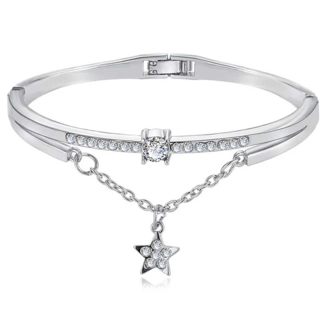 Silver Plated Star Studded Bracelet
