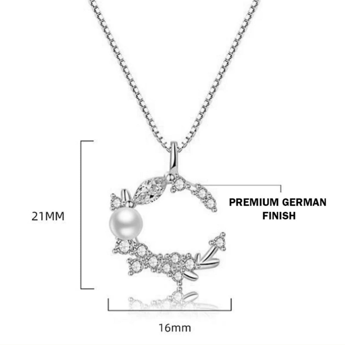 Silver Plated American Diamond Studded Moon Korean Pendant