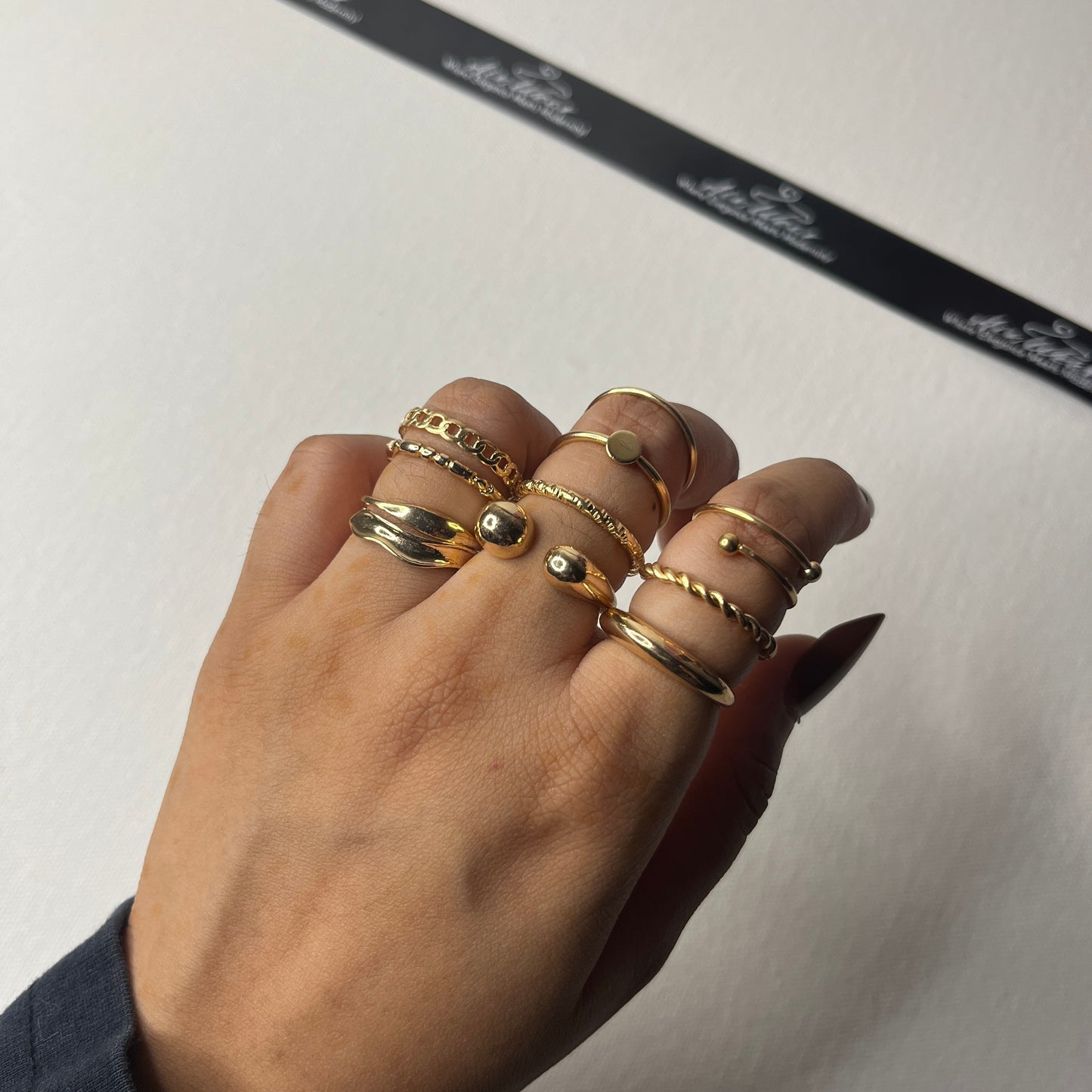 Viral Gold Plated Set of 10 Stackable Finger Rings