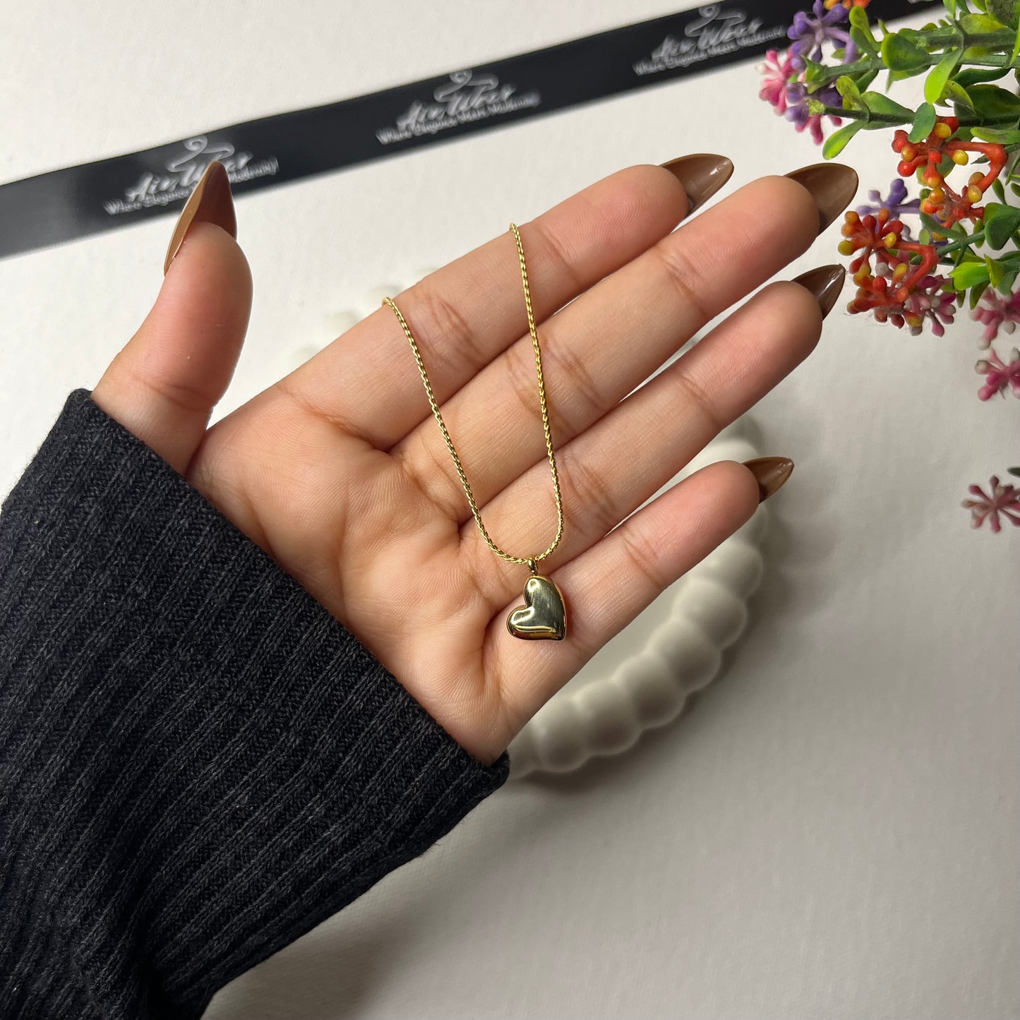 Golden Heart Anti Tarnish Minimal Necklace