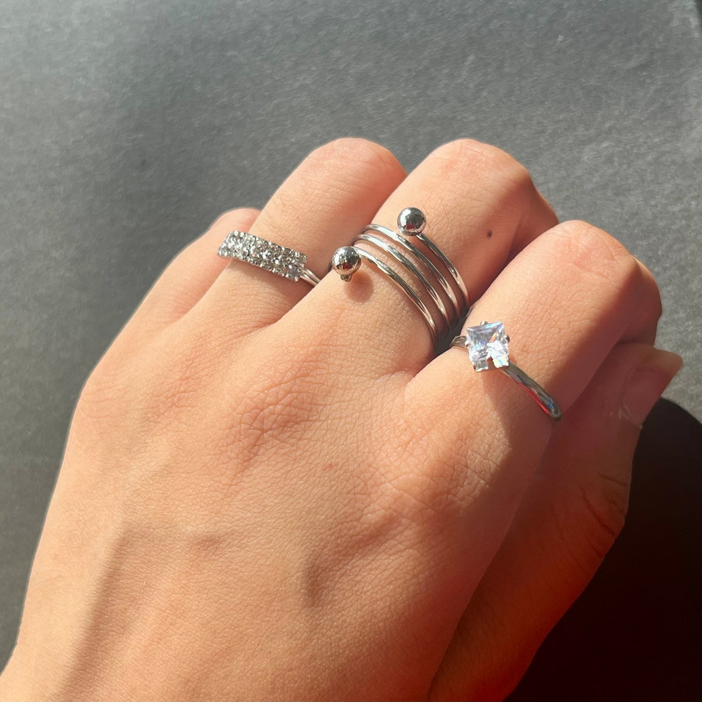 Silver & Diamond Ring Combo (Set Of 3)