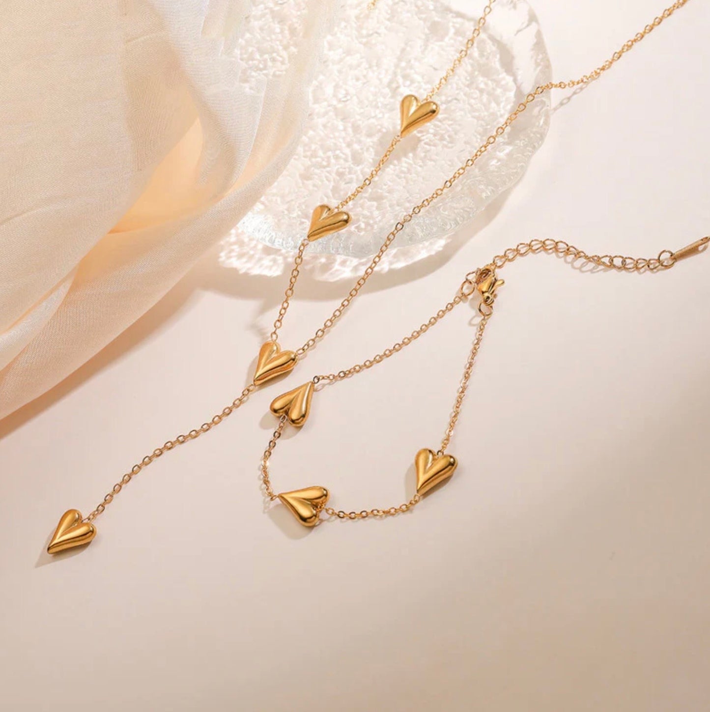 Gold Plated Anti Tarnish Heart Themed Jewellery Set