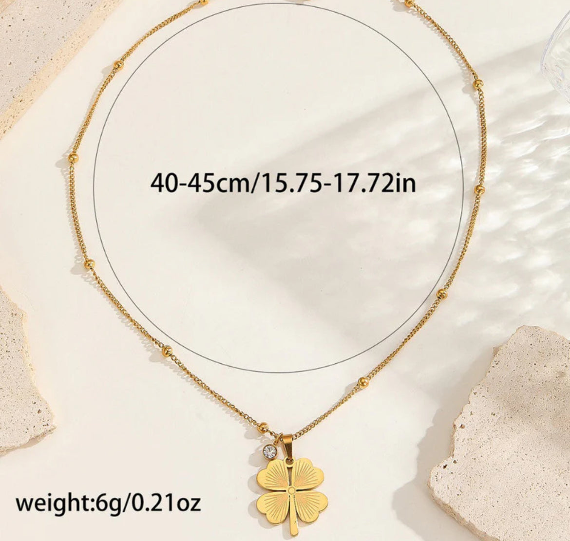 Gold Plated Stainless Steel Anti Tarnish Clover Themed Pendant