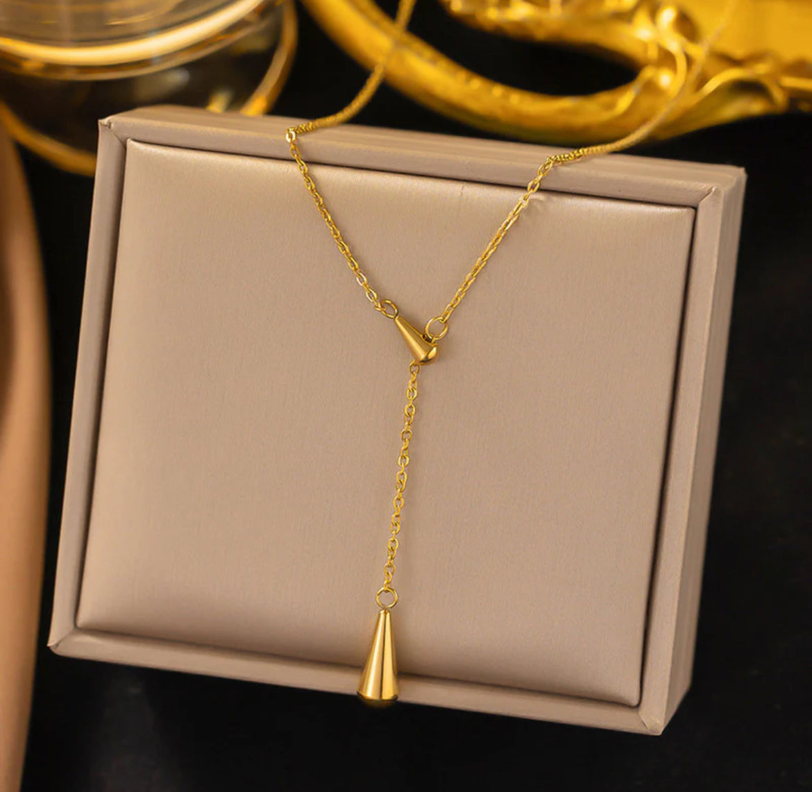 Viral Gold Plated Stainless Steel Anti Tarnish Teardrop Pendant
