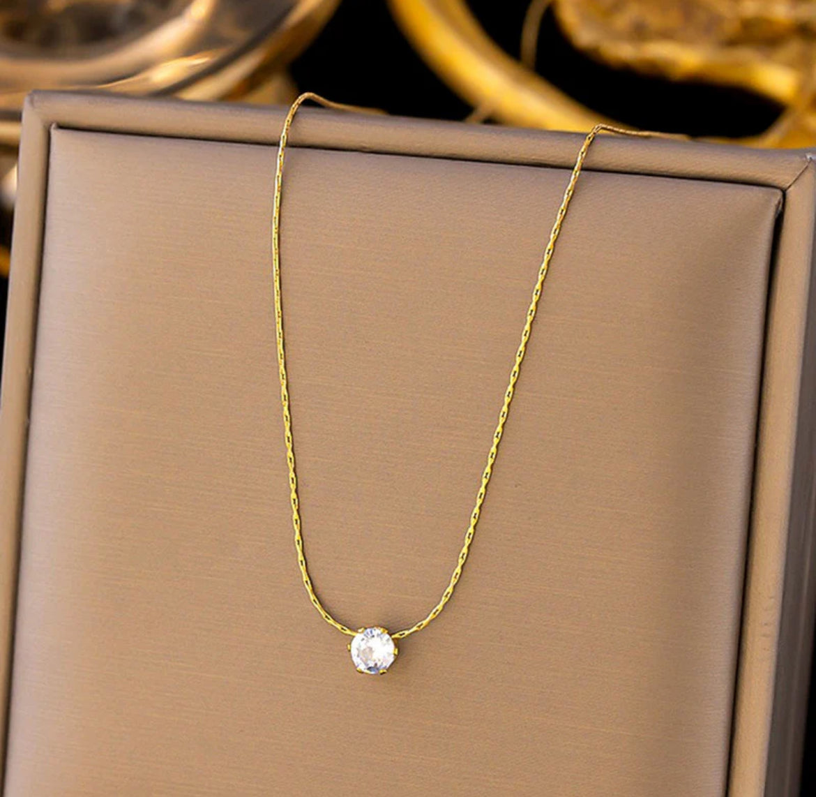 Viral Gold Plated Stainless Steel Anti Tarnish Stone Studded Pendant