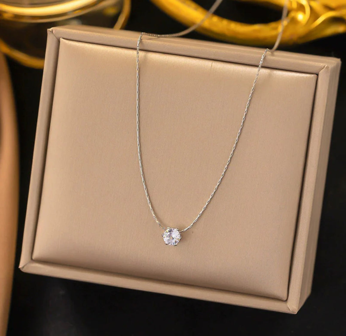 Viral Silver Plated Stainless Steel Anti Tarnish Stone Studded Pendant