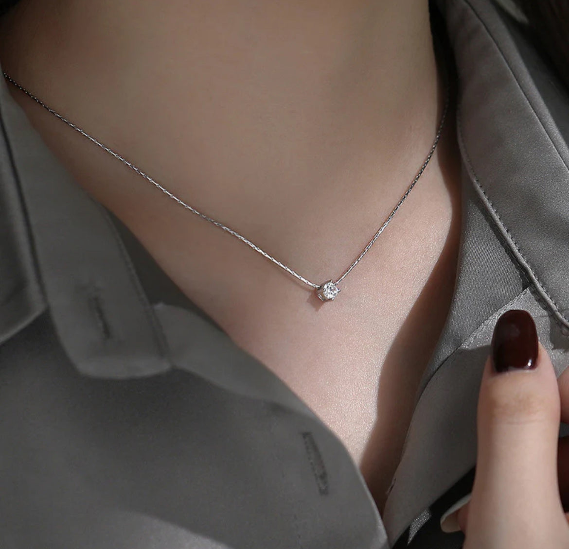 Viral Silver Plated Stainless Steel Anti Tarnish Stone Studded Pendant
