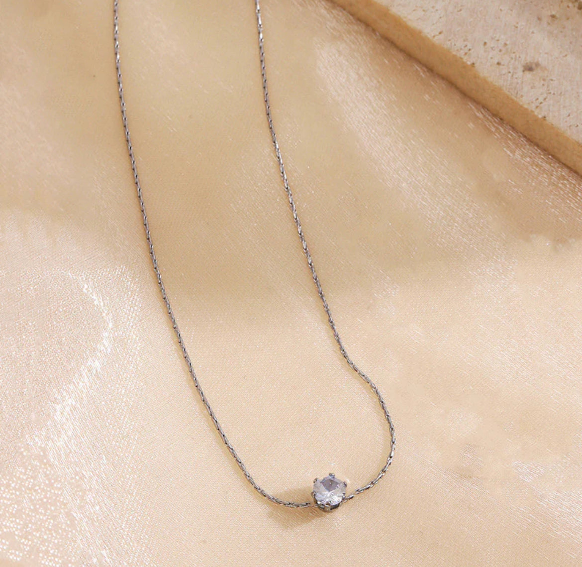 Viral Silver Plated Stainless Steel Anti Tarnish Stone Studded Pendant