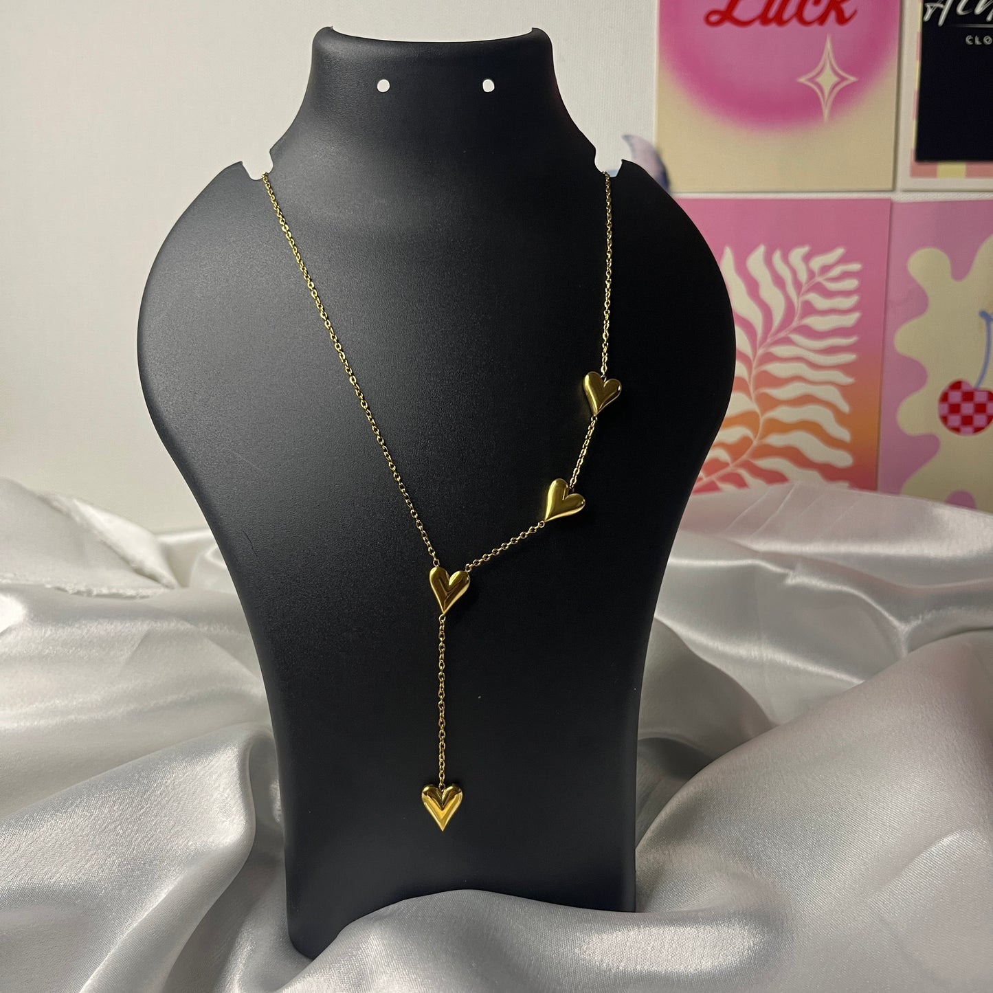 Gold Plated Anti Tarnish Heart Long Necklace