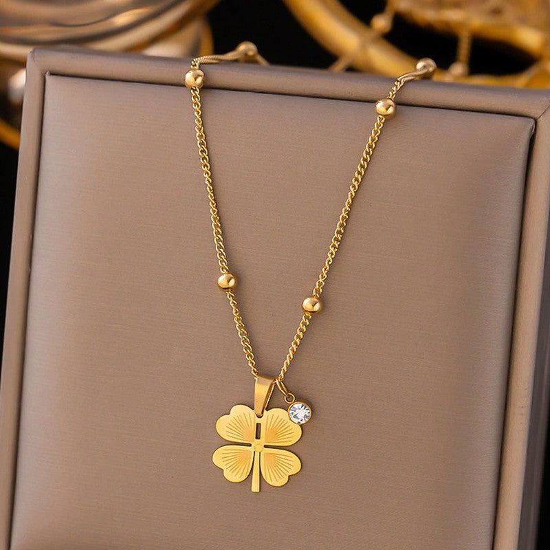 Gold Plated Stainless Steel Anti Tarnish Clover Themed Pendant