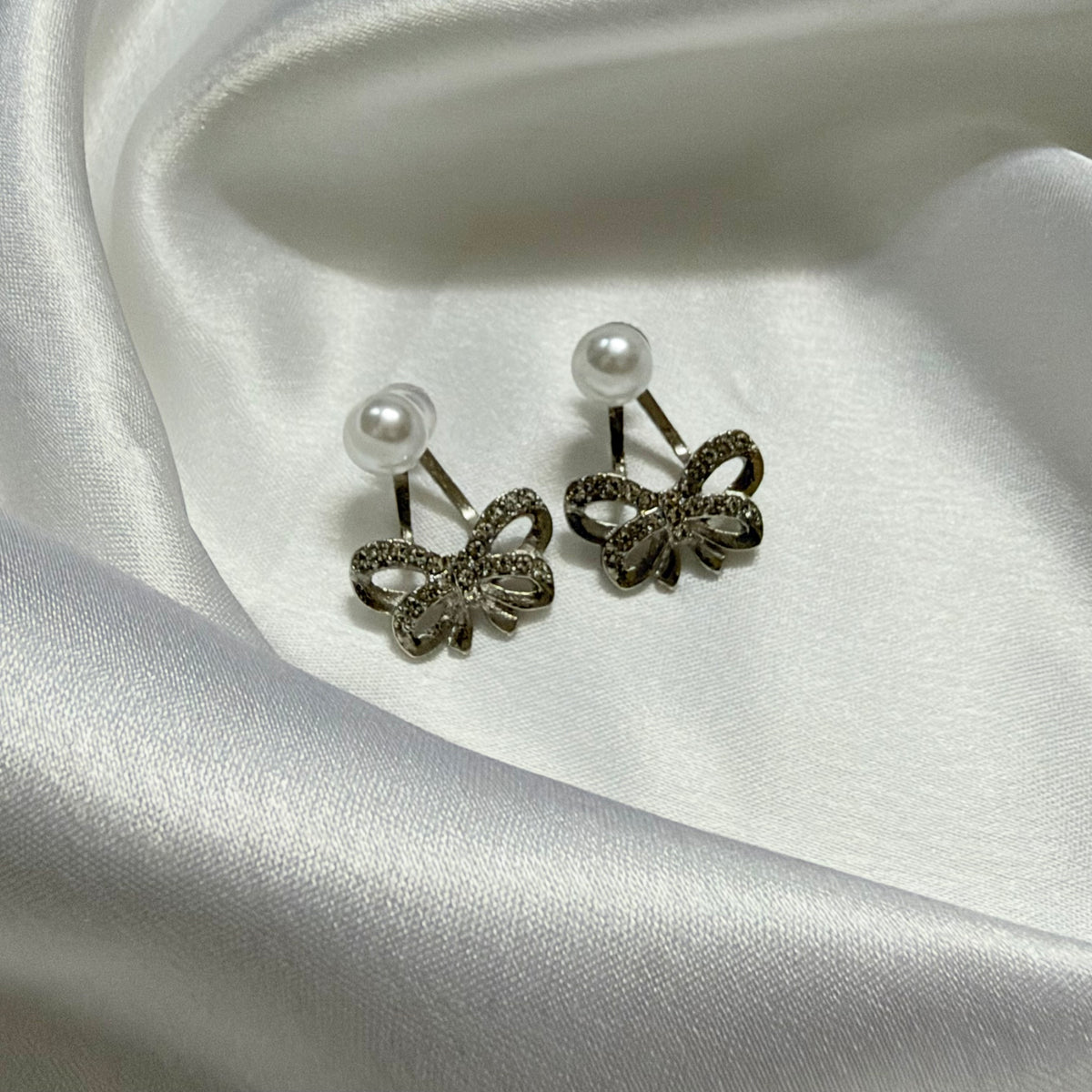 Pearl Bow Korean Earrings