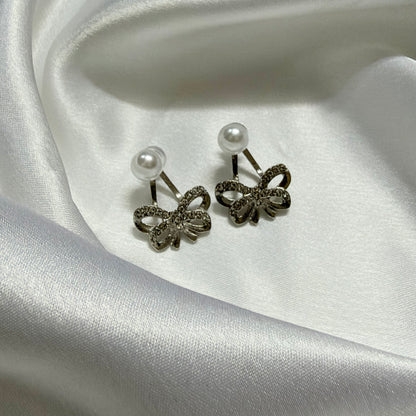 Pearl Bow Korean Earrings