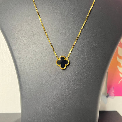 Viral Black Clover Gold Plated Anti Tarnish Necklace