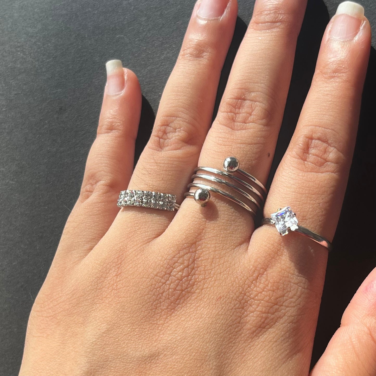 Silver & Diamond Ring Combo (Set Of 3)