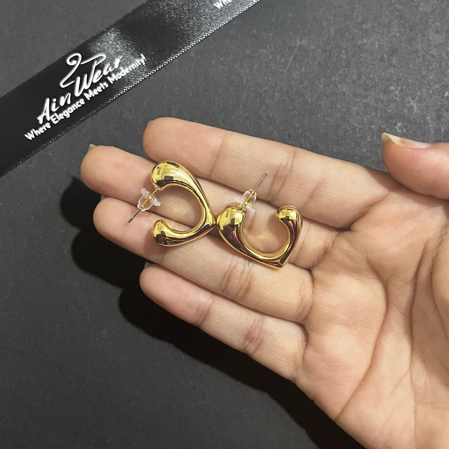 Curved V Golden Earrings
