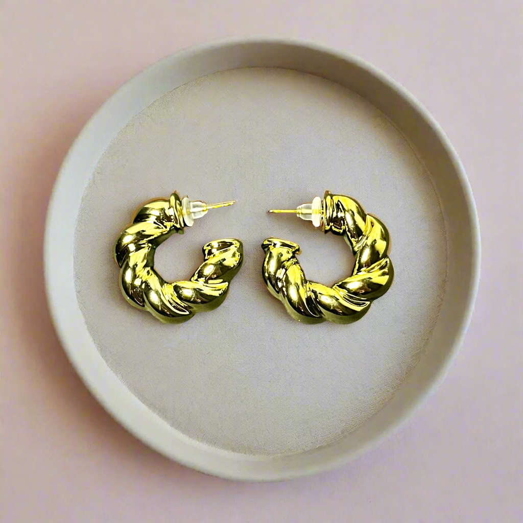 Viral Golden Twisted Stud Earrings