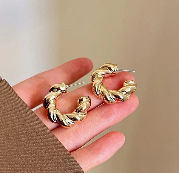 Viral Golden Twisted Stud Earrings