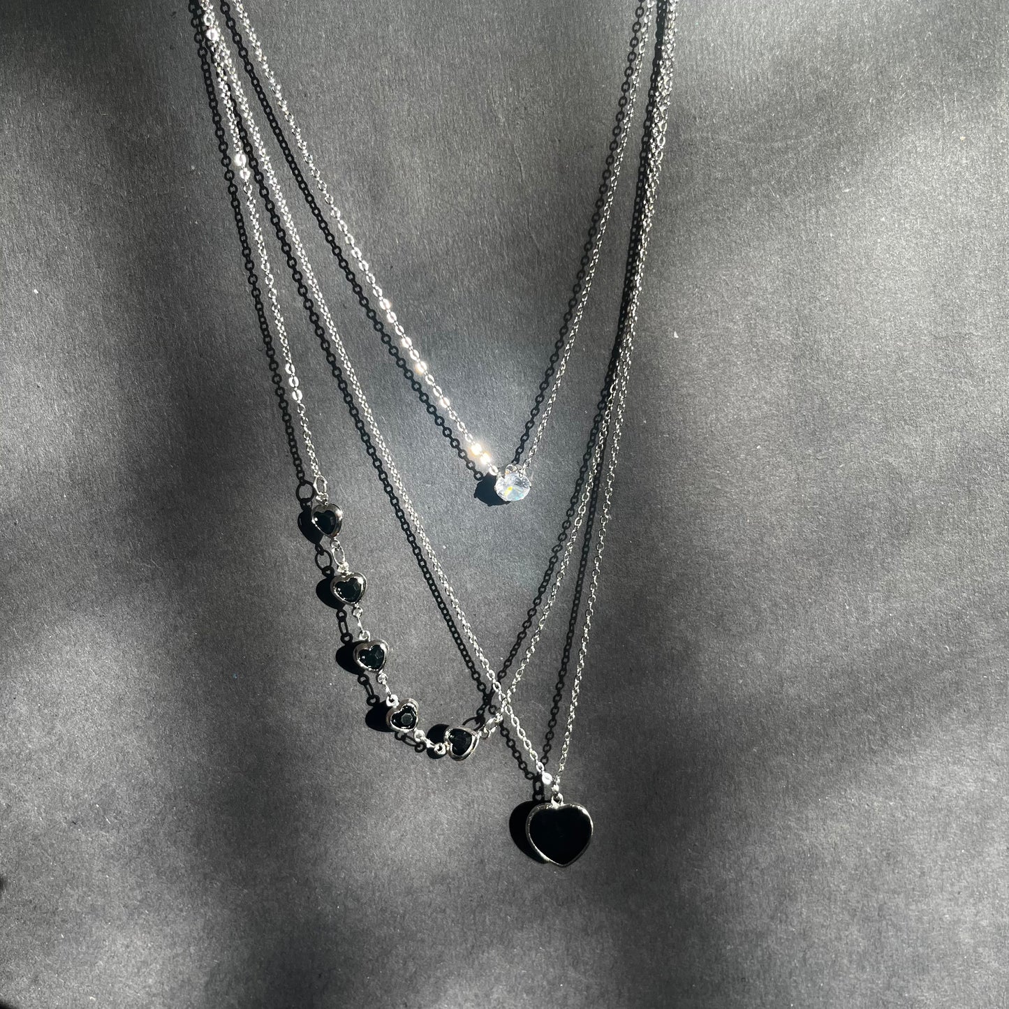 Black Heart Layer Necklace