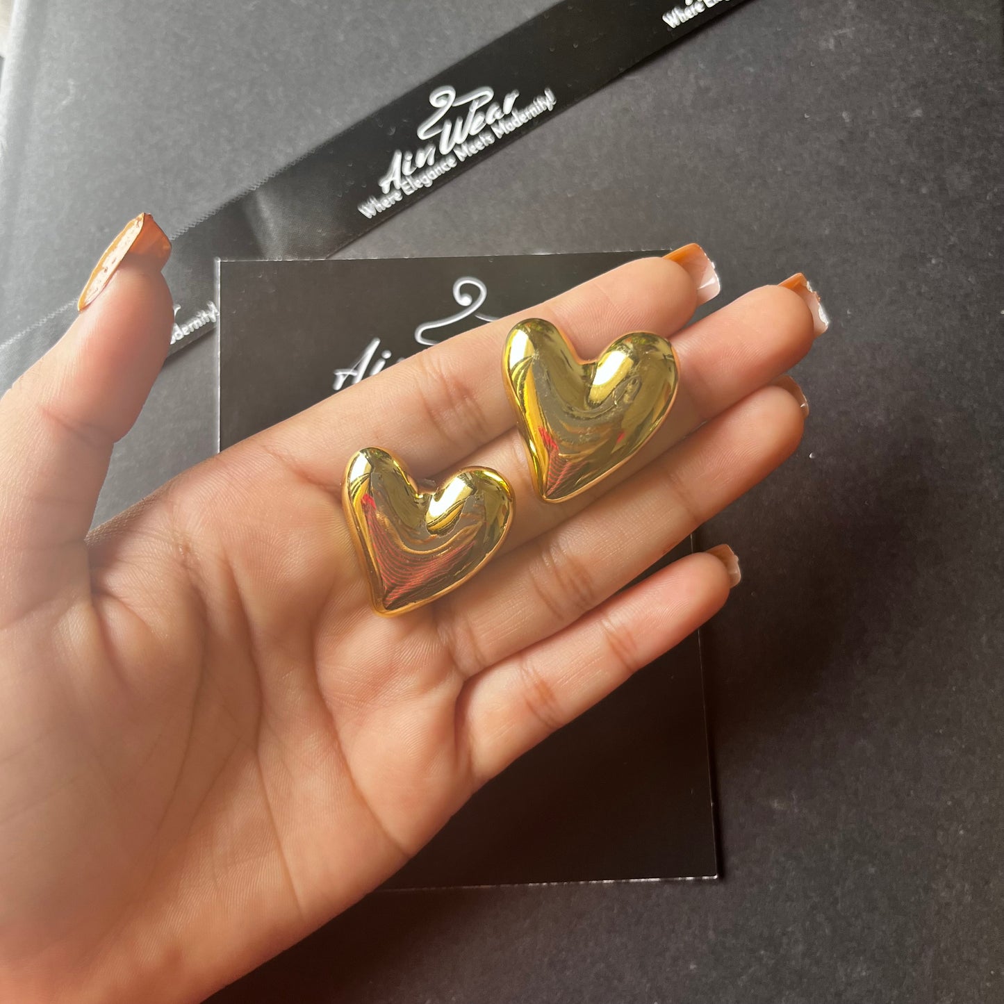 Golden Heart Stud Earring