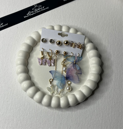 Floral Butterfly Earrings Combo (Pair Of 6)