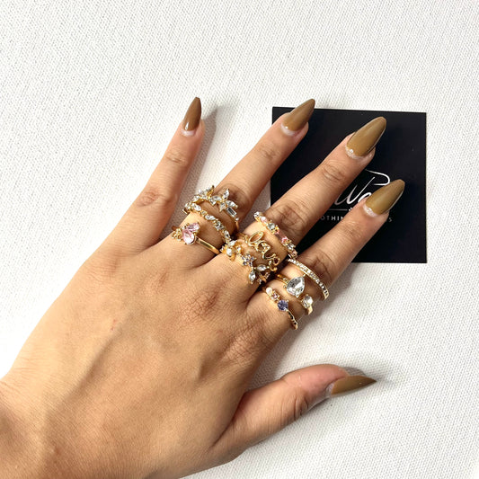 Trending Gold Plated Love Inspired Set of 9 Stackable Finger