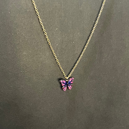Pink Butterfly Necklace