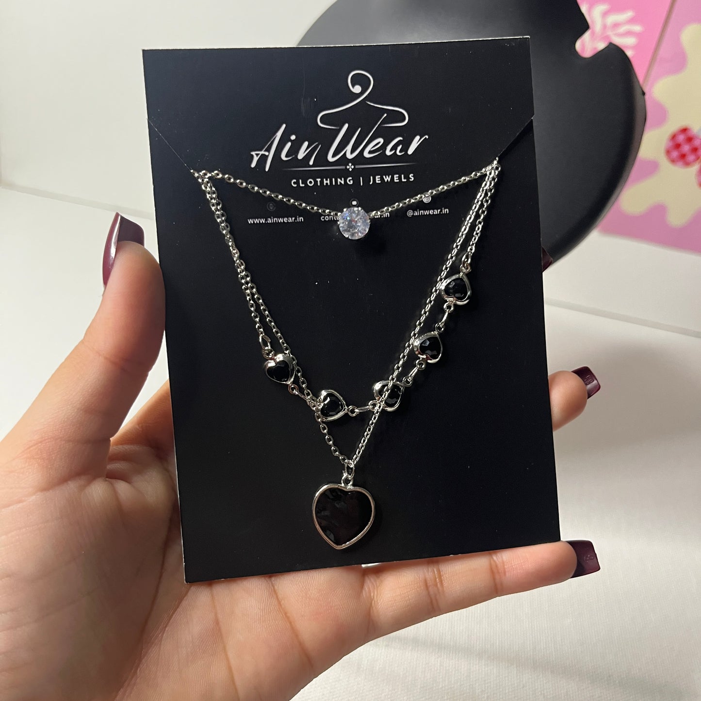 Black Heart Layer Necklace