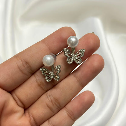 Silver Butterfly Stud Korean Earrings