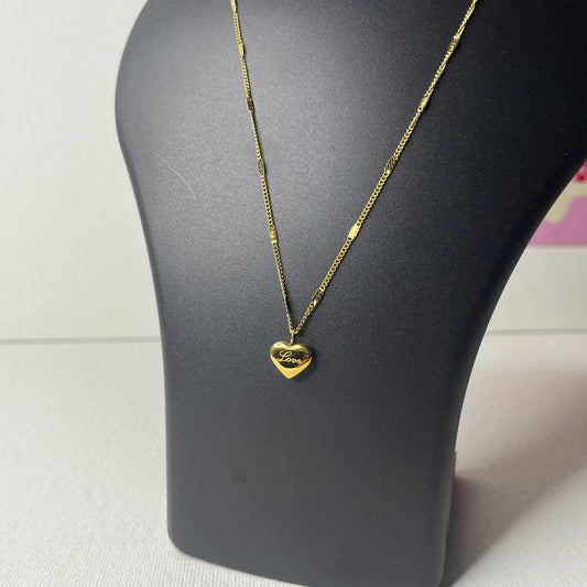 Gold Plated Stainless Steel Anti Tarnish Love Heart Pendant