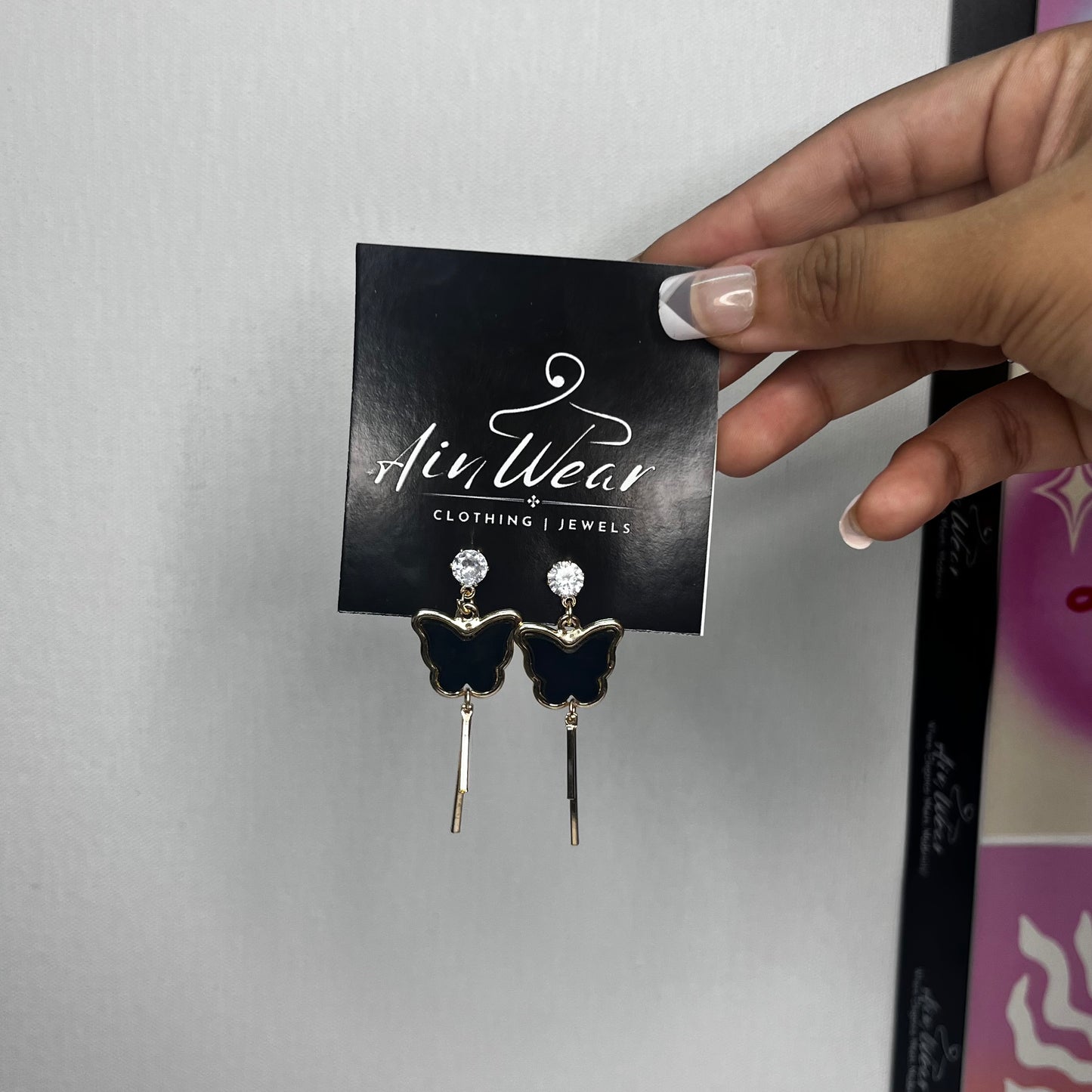 Crystal Butterfly Drop Earrings